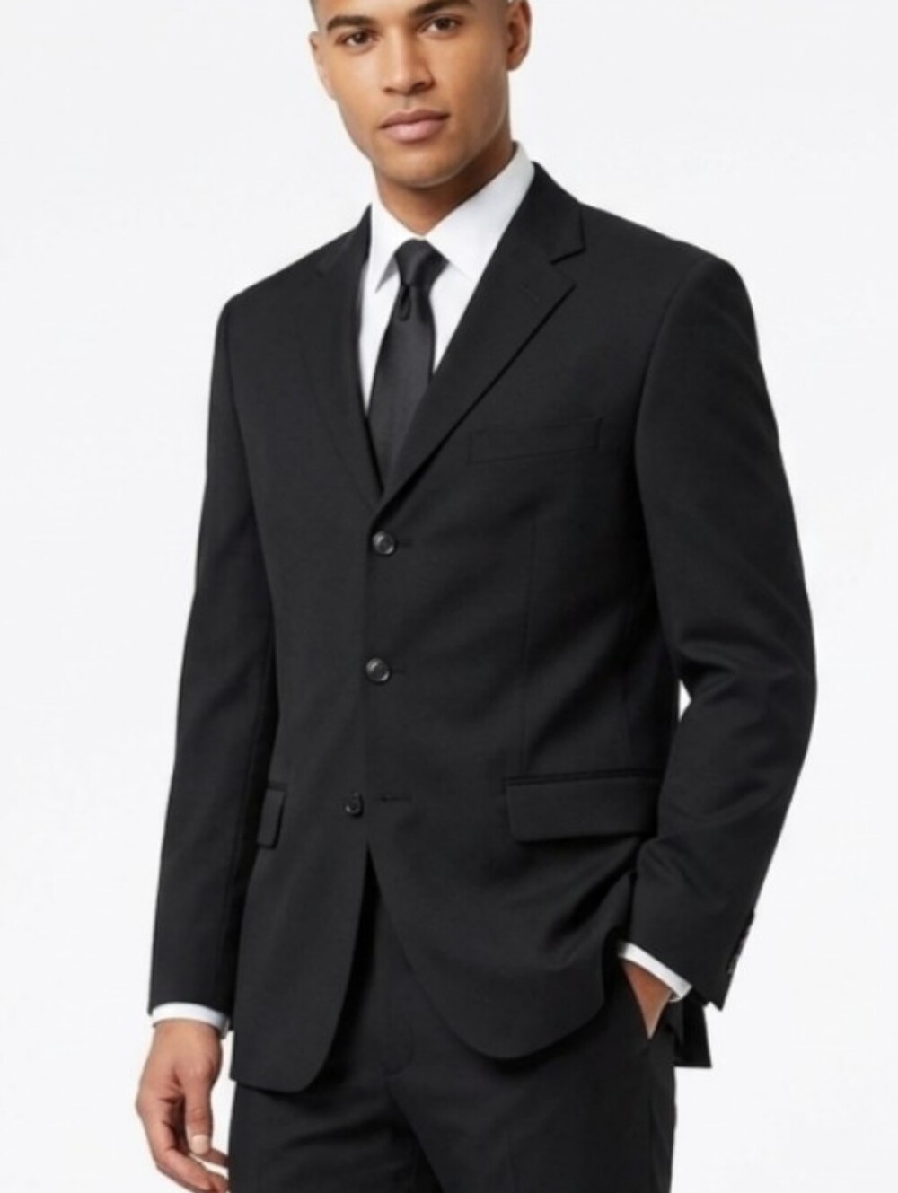 Wool Men's Black Classic Single-Breasted Three Button Quality Suit Jacket
